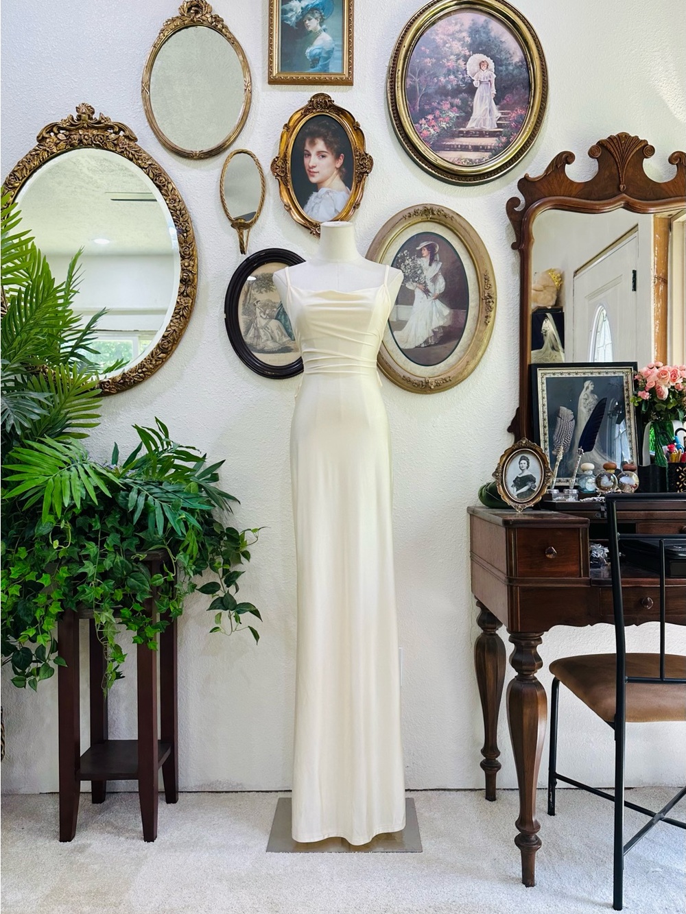 Elegant Cream Evening Gown - Classic Women’s Dress